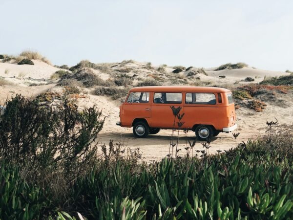 Camper van parked in the countryside