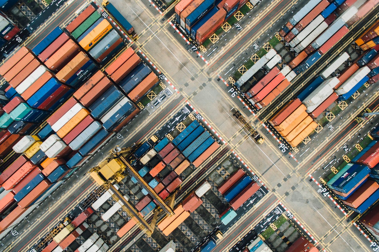 Aerial view of a container yard